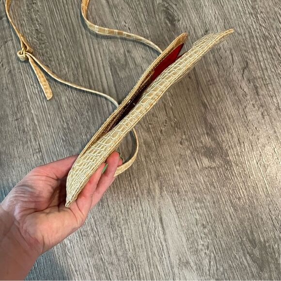 HOBO Tan Patent Leather Croc Embossed Crossbody Bag - Picture 6 of 11